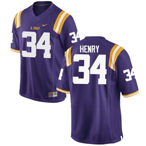 Men LSU Tigers #34 Reshaud Henry College Football Jerseys Game-Purple